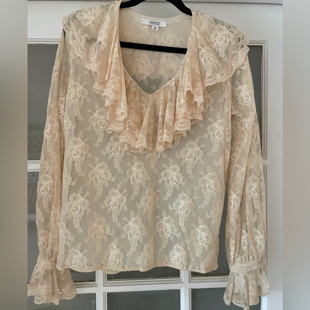 True vintage Bergdorf Goodman lace ruffle blouse